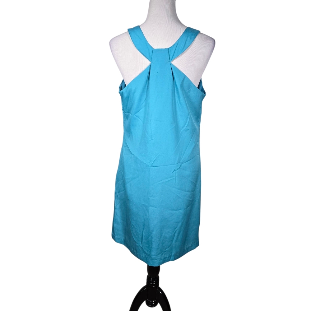 Merona Size 12 Turquoise Sleeveless Halter Shift Dress - Picture 4 of 10